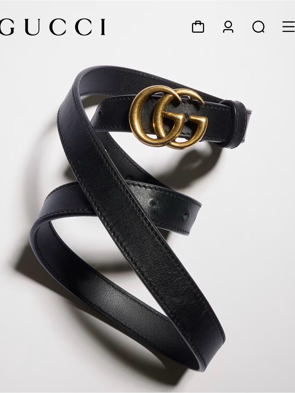 Gucci Black Leather Belt with Gold Double G Buckle - Picture 5 of 5